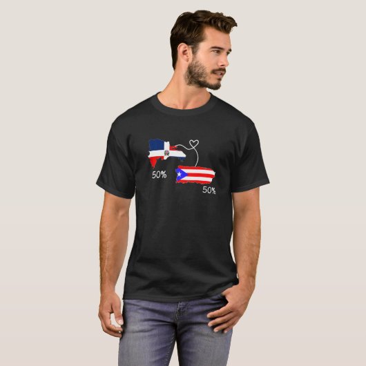 T-shirt Half Puerto Rican Half Dominican Flag Map Combined (Devant entier)