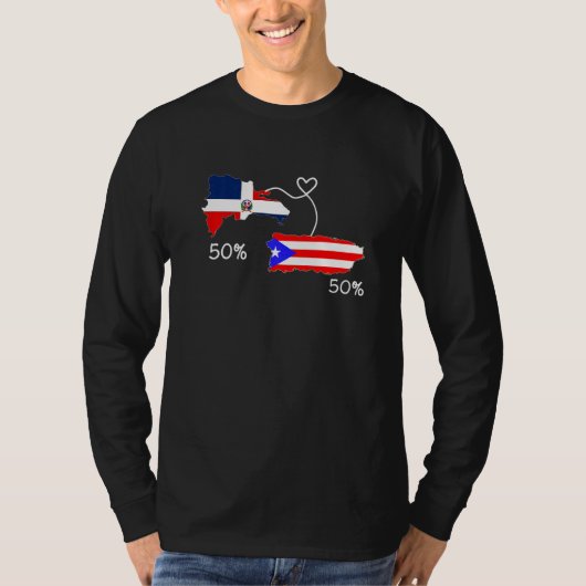 T-shirt Half Puerto Rican Half Dominican Flag Map Combined (Devant)