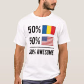 T-shirt Half Romanian Half American Flag Romania USA (Devant)