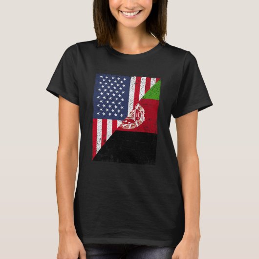 T-shirt Half USA Flag Half Afghanistan Flag American Afgha (Devant)