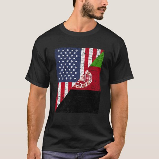 T-shirt Half USA Flag Half Afghanistan Flag American Afgha (Devant)