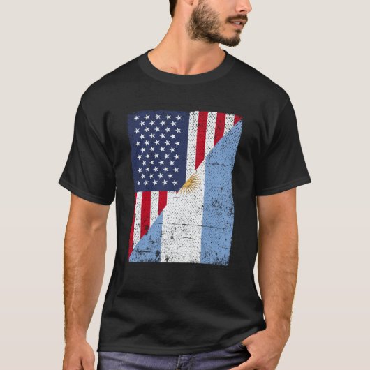 T-shirt Half USA Flag Half Argentina Flag American Argenti (Devant)