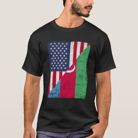 T-shirt Half USA Flag Half Azerbaijan Flag American Azerba (Devant)