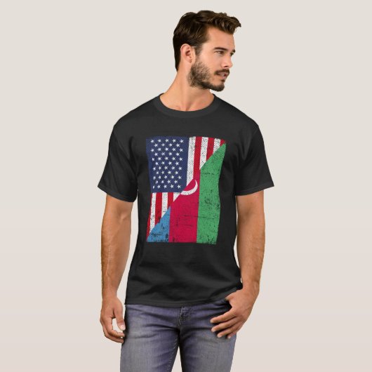 T-shirt Half USA Flag Half Azerbaijan Flag American Azerba (Devant entier)