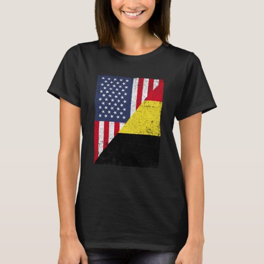 T-shirt Half USA Flag Half Belgium Flag American Belgian (Devant)