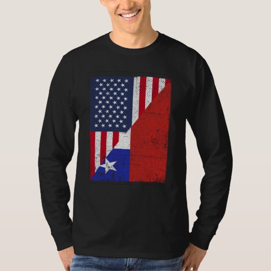 T-shirt Half USA Flag Half Chile Flag American Chilean (Devant)