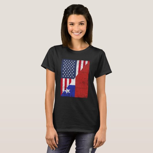 T-shirt Half USA Flag Half Chile Flag American Chilean (Devant entier)