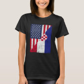 T-shirt Half USA Flag Half Croatia Flag American Croatian (Devant)