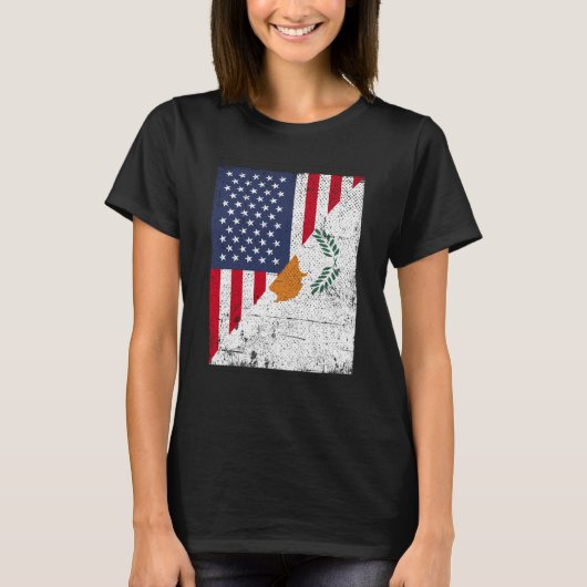 T-shirt Half USA Flag Half Cyprus Flag American Cypriotic (Devant)