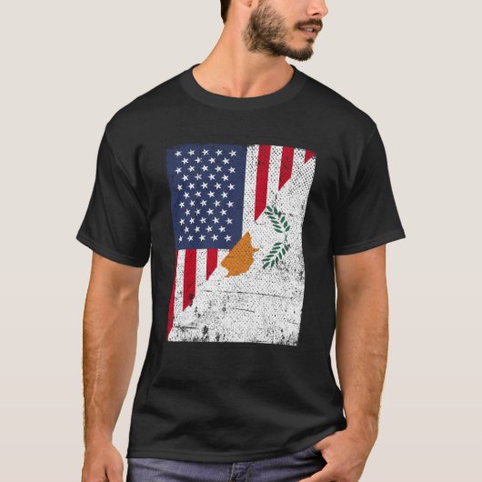 T-shirt Half USA Flag Half Cyprus Flag American Cypriotic (Devant)