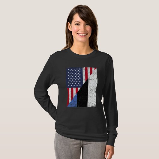 T-shirt Half USA Flag Half Estonia Flag American Estonian (Devant entier)
