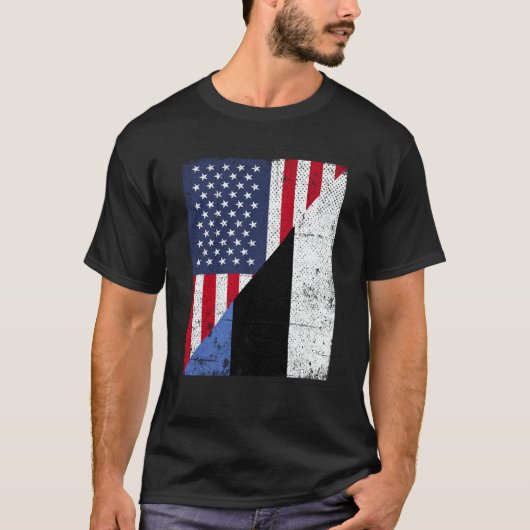 T-shirt Half USA Flag Half Estonia Flag American Estonian (Devant)