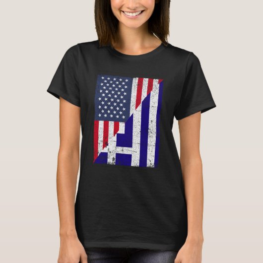 T-shirt Half USA Flag Half Greece Flag American Greek (Devant)