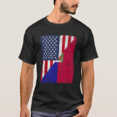 T-shirt Half USA Flag Half Haiti Flag American Haitian (Devant)