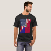 T-shirt Half USA Flag Half Haiti Flag American Haitian (Devant entier)