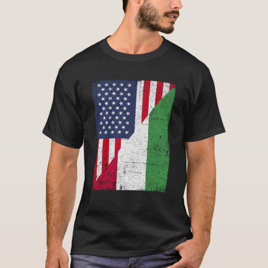 T-shirt Half USA Flag Half Hungary Flag American Hungarian (Devant)
