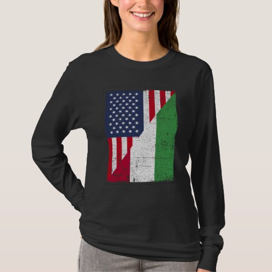 T-shirt Half USA Flag Half Hungary Flag American Hungarian (Devant)