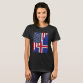 T-shirt Half USA Flag Half Iceland Flag American Icelandic (Devant entier)