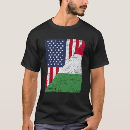 T-shirt Half USA Flag Half Italy Flag American Italian (Devant)