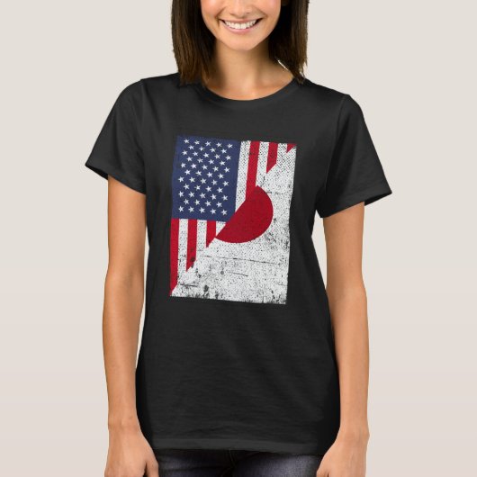 T-shirt Half USA Flag Half Japan Flag American Japanese (Devant)