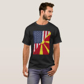 T-shirt Half USA Flag Half Macedonia Flag American Macedon (Devant entier)
