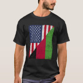 T-shirt Half USA Flag Half Malawi Flag American Malawian (Devant)