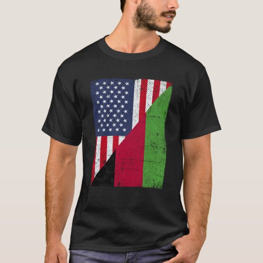 T-shirt Half USA Flag Half Malawi Flag American Malawian (Devant)