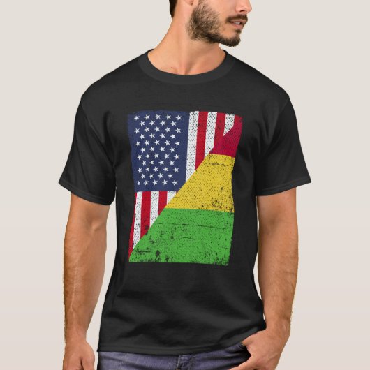 T-shirt Half USA Flag Half Mali Flag American Malian (Devant)