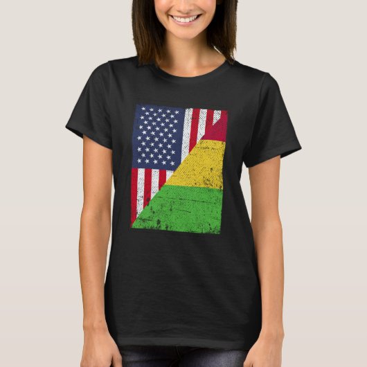 T-shirt Half USA Flag Half Mali Flag American Malian (Devant)