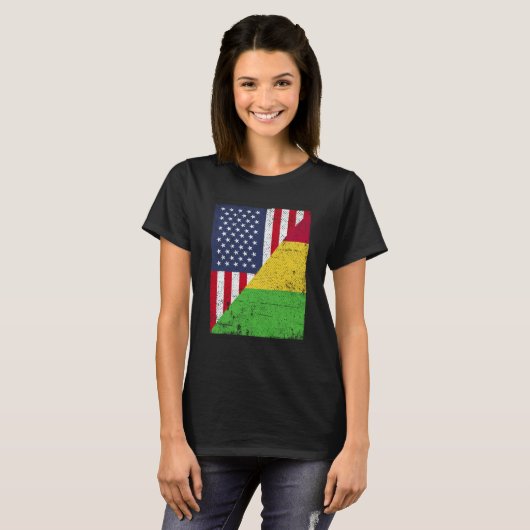 T-shirt Half USA Flag Half Mali Flag American Malian (Devant entier)