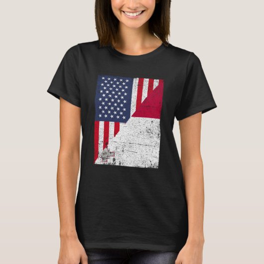 T-shirt Half USA Flag Half Malta Flag American Maltese (Devant)