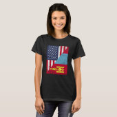 T-shirt Half USA Flag Half Mongolia Flag American Mongolia (Devant entier)