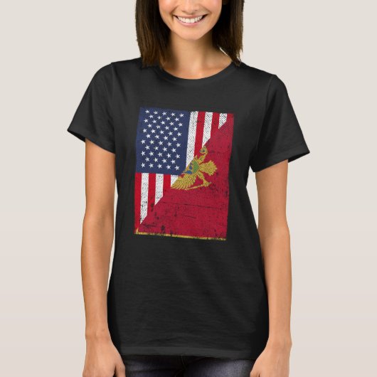 T-shirt Half USA Flag Half Montenegro Flag American Monten (Devant)