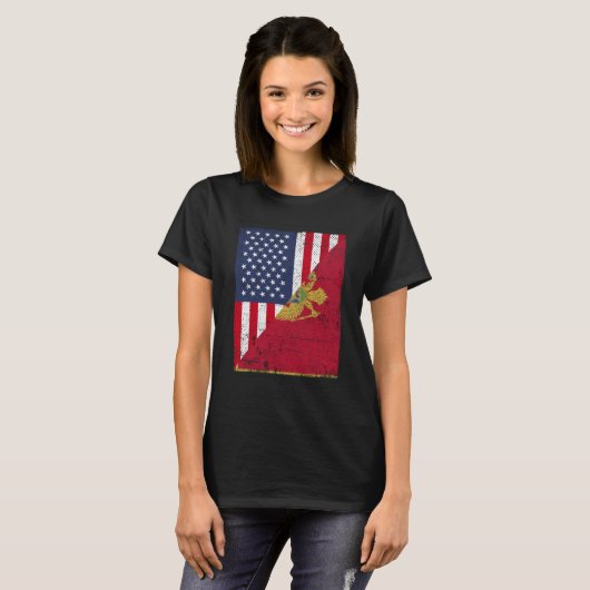 T-shirt Half USA Flag Half Montenegro Flag American Monten (Devant entier)