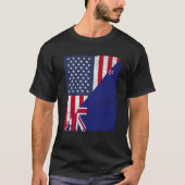 T-shirt Half USA Flag Half New Zealand Flag American New Z (Devant)