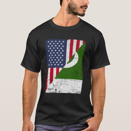 T-shirt Half USA Flag Half Pakistan Flag American Pakistan (Devant)