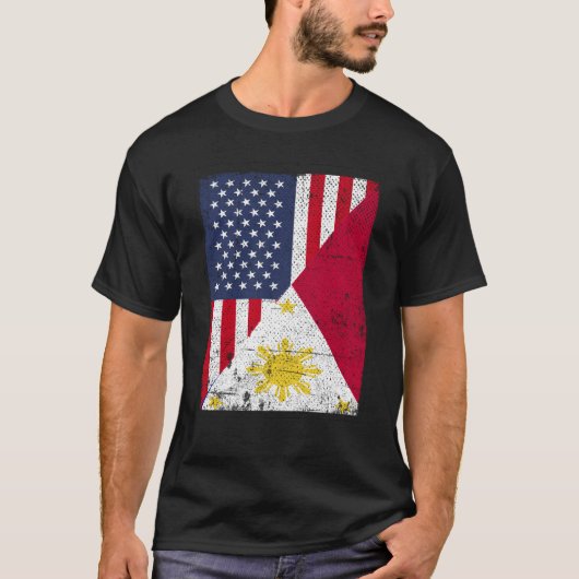 T-shirt Half USA Flag Half Philippines Flag American Filip (Devant)