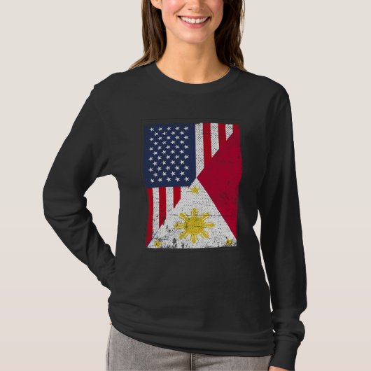 T-shirt Half USA Flag Half Philippines Flag American Filip (Devant)