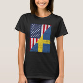 T-shirt Half USA Flag Half Sweden Flag American Swedish (Devant)