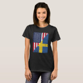 T-shirt Half USA Flag Half Sweden Flag American Swedish (Devant entier)