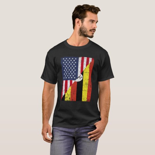 T-shirt Half USA Flag Half Uganda Flag American Ugandan (Devant entier)