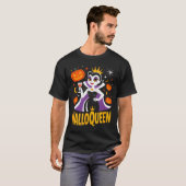 T-shirt Halloqueen Retro Vamre Queen Halloween Pumpkins Ba (Devant entier)