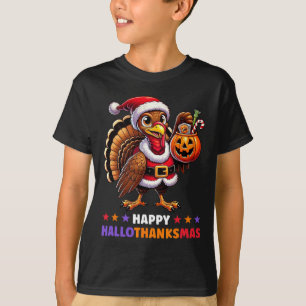 T-shirt Hallothanksmas Halloween Thanksgiving Noël F