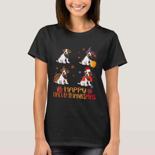 T-shirt Hallothanksmas heureux Jack Russell Chien Funny Ho (Devant)
