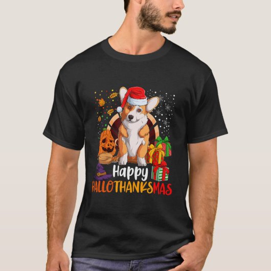 T-shirt Hallothanksmas Welsh Corgi Lover Halloween C (Devant)