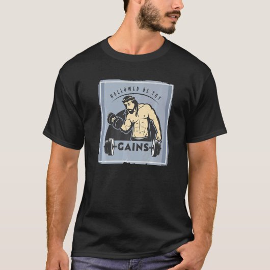 T-shirt Hallow Be Thains Muscle Jesus Poids Lifting (Devant)