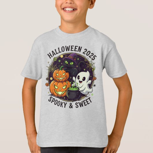 T-shirt halloween 2025 éffrayant & doux (Devant)