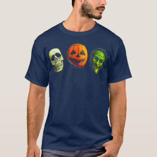 T-shirt Halloween 3 masques Shamrocks en argent