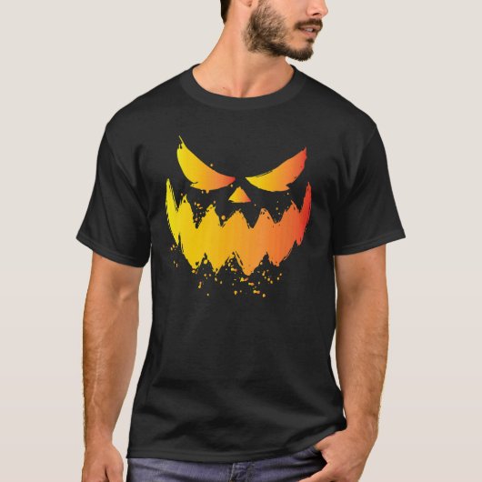 T-shirt Halloween à la tête de Citrouille sculpté de Jack- (Devant)