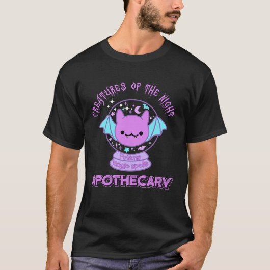 T-shirt Halloween Apothecary Pastel Goth Crystal Ball Bat (Devant)
